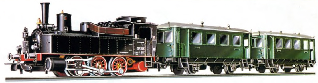 PIKO-Expert Programm: 5/0544 Nebenbahnpersonenzug-Geschenkpackung. 1 Dampflokomotive BR 89 DR, 2 Aussichtspersonenwagen 5/6514/010, Anschlußlitze. Gleise: 16 x 5/6810, 3 x 5/6800, 1 x 5/6820